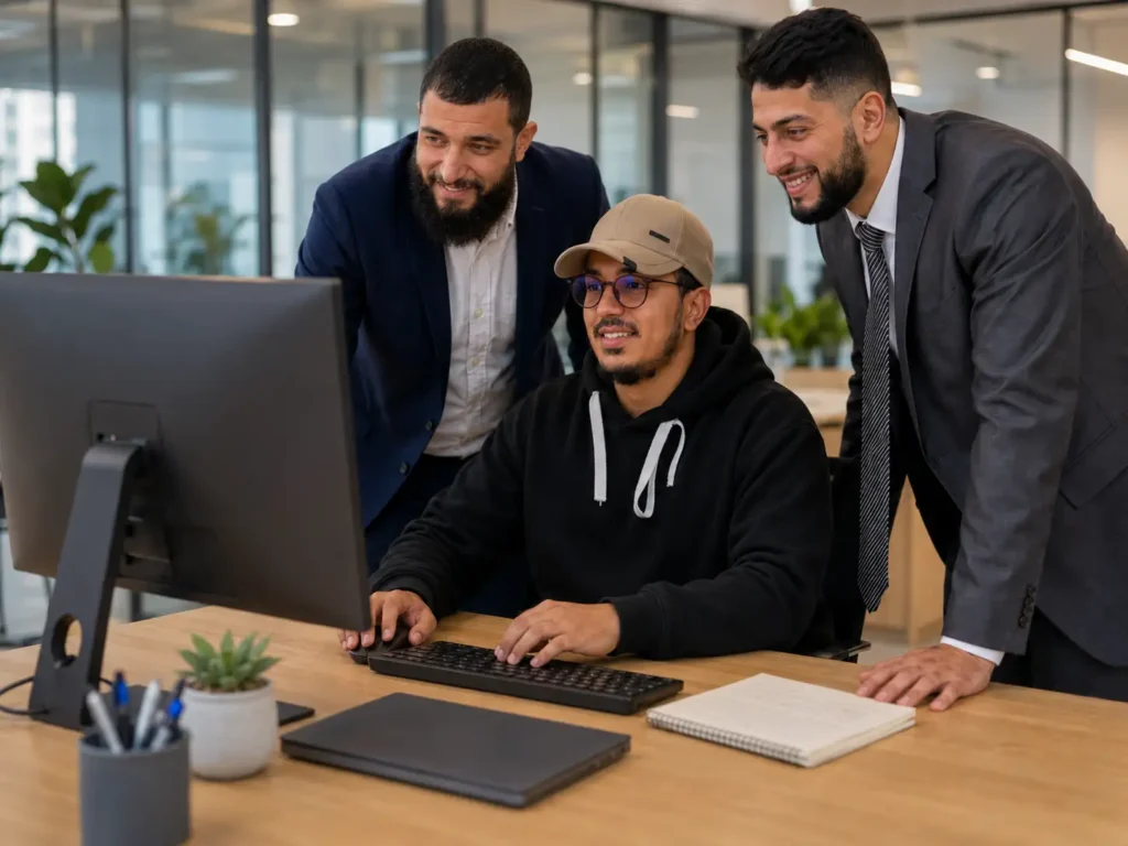 Équipe Touch Target travaillant sur la création de site web au maroc